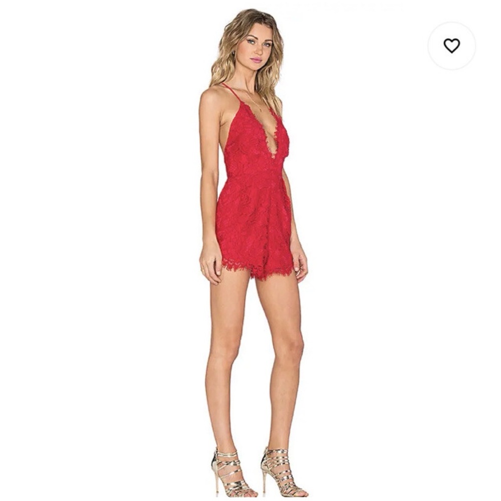 X By NBD Chloe Romper in Red Lace 6‎